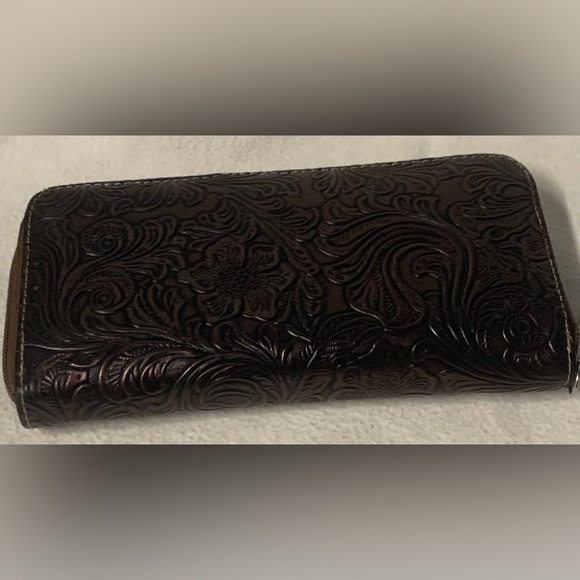 Coral Ridge Zip Around Wallet Western Bling  Studded Brown Leather Cowgirl - Picture 4 of 13